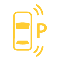 This is the parking assist icon, one car with proximity warning sensors on the side of the car.